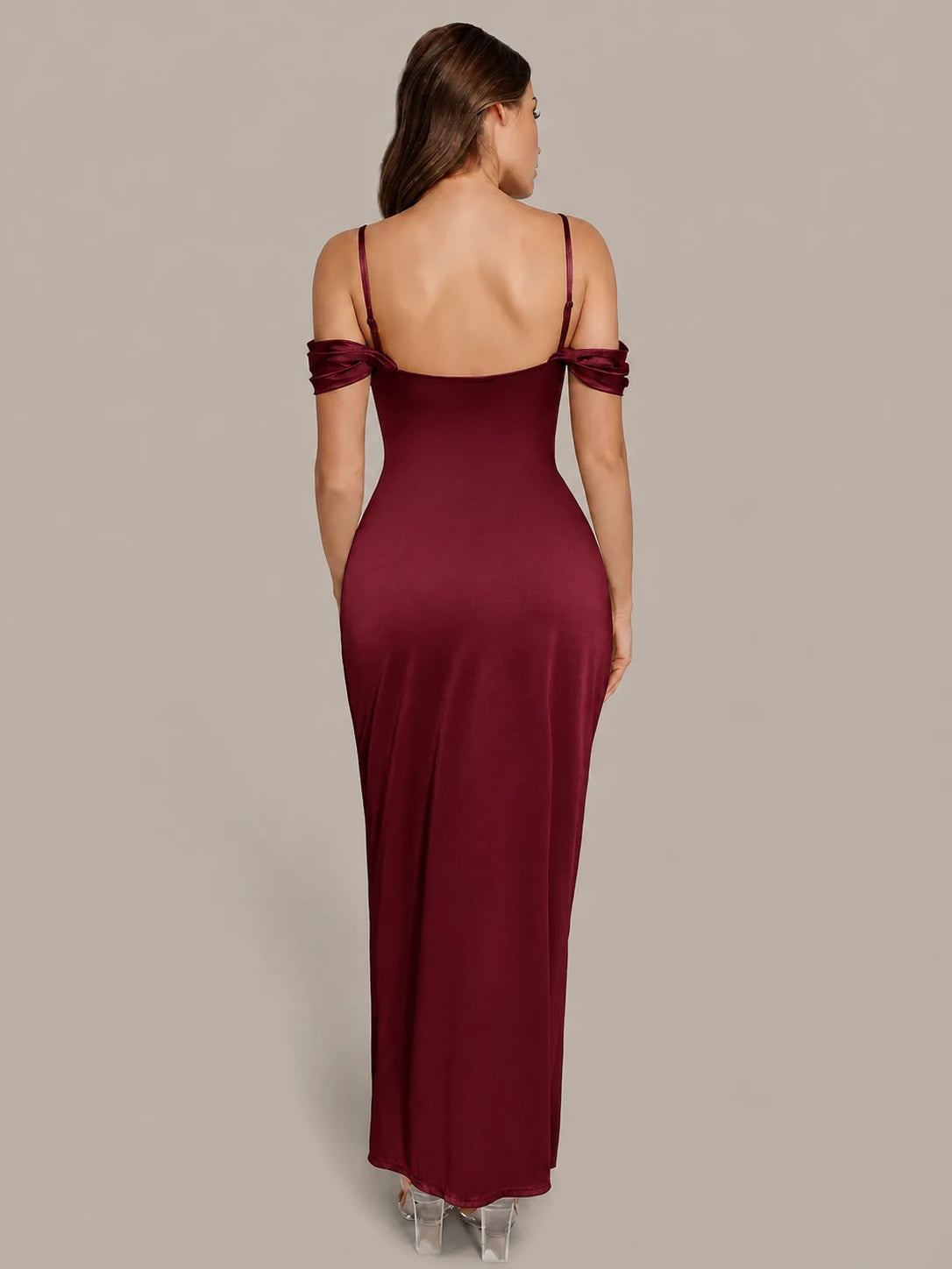 Cavendier Vestido Largo Moldeador Hombros Caídos con Faja
