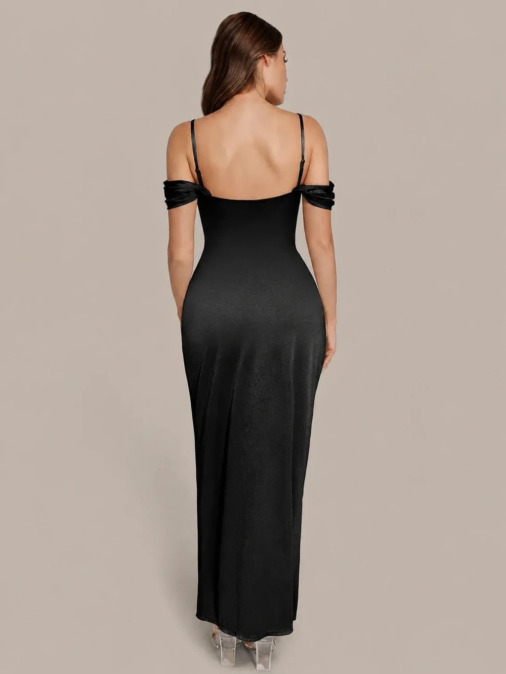 Cavendier Vestido Largo Moldeador Hombros Caídos con Faja