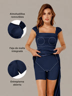Cavendier Vestido Largo Moldeador Hombros Caídos con Faja