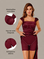 Cavendier Vestido Largo Moldeador Hombros Caídos con Faja