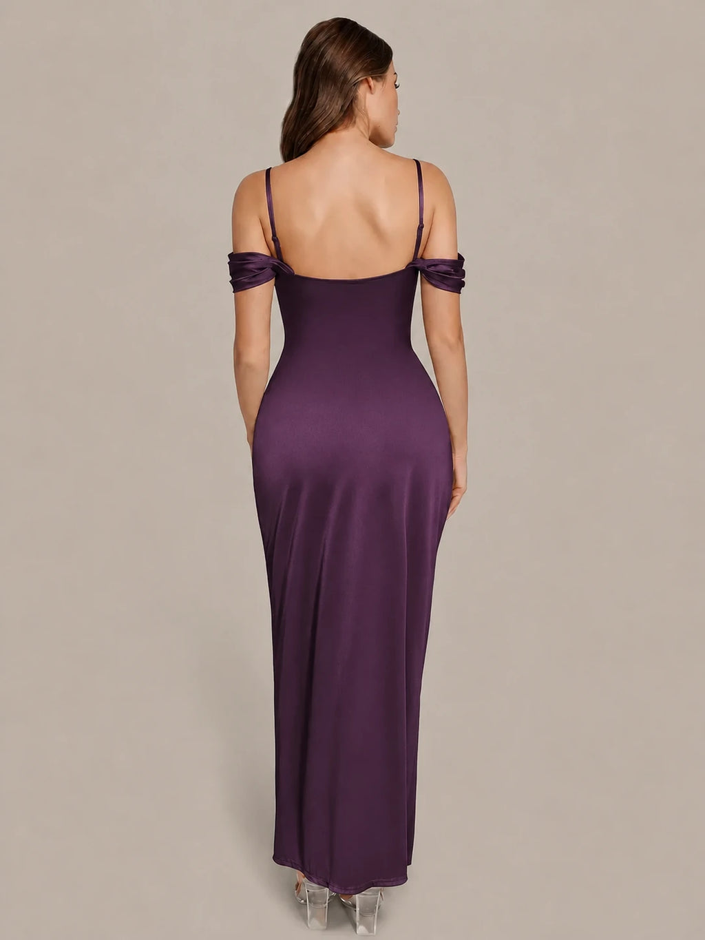 Cavendier Vestido Largo Moldeador Hombros Caídos con Faja