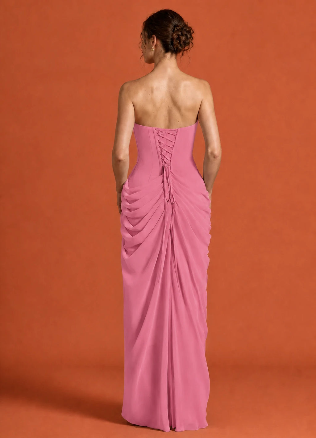Cavendier Vestido Largo Strapless Drapeado con Abertura