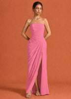 Cavendier Vestido Largo Strapless Drapeado con Abertura