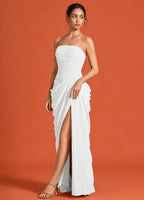Cavendier Vestido Largo Strapless Drapeado con Abertura
