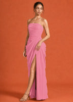 Cavendier Vestido Largo Strapless Drapeado con Abertura