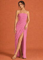 Cavendier Vestido Largo Strapless Drapeado con Abertura
