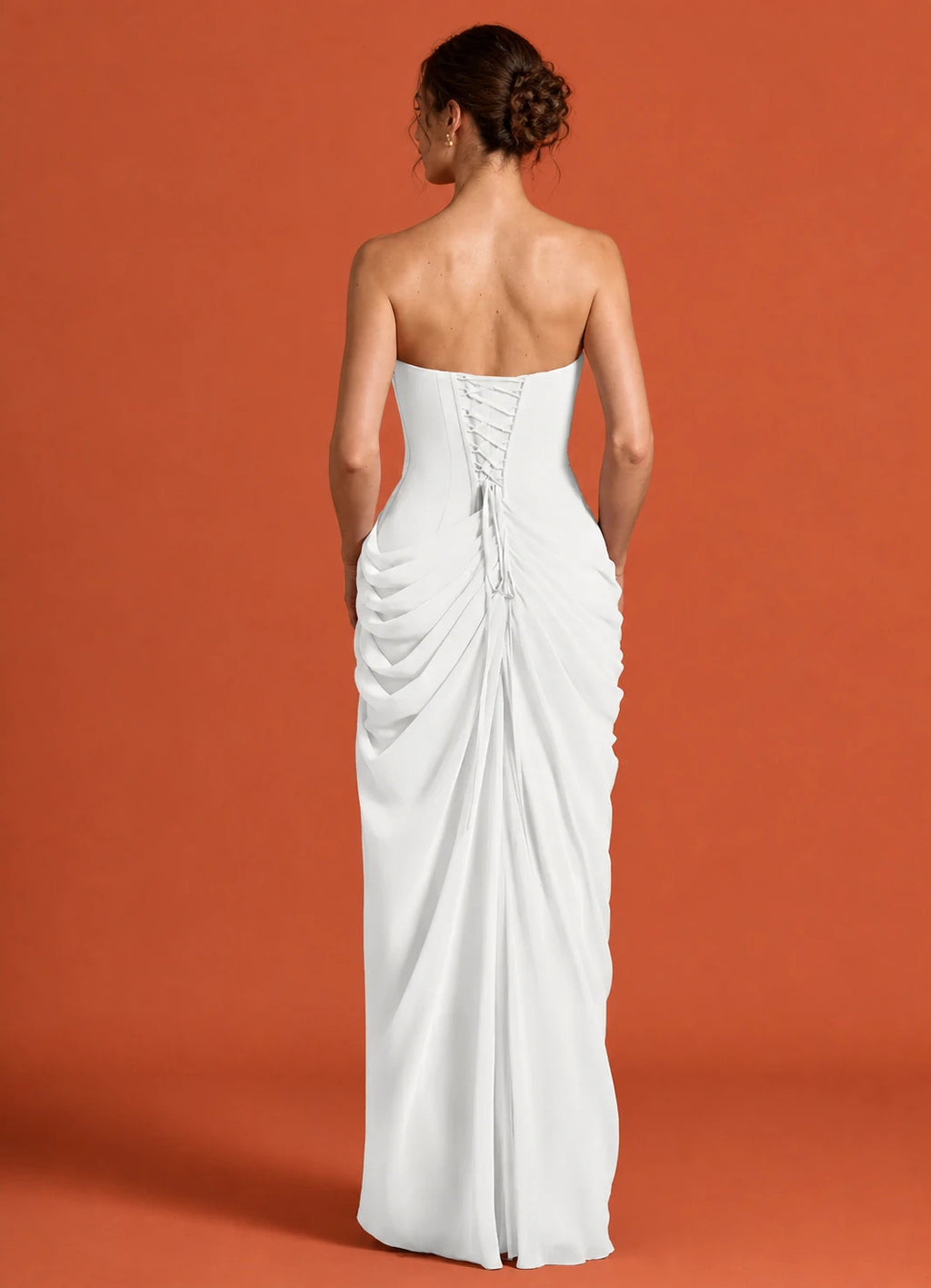 Cavendier Vestido Largo Strapless Drapeado con Abertura
