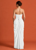 Cavendier Vestido Largo Strapless Drapeado con Abertura